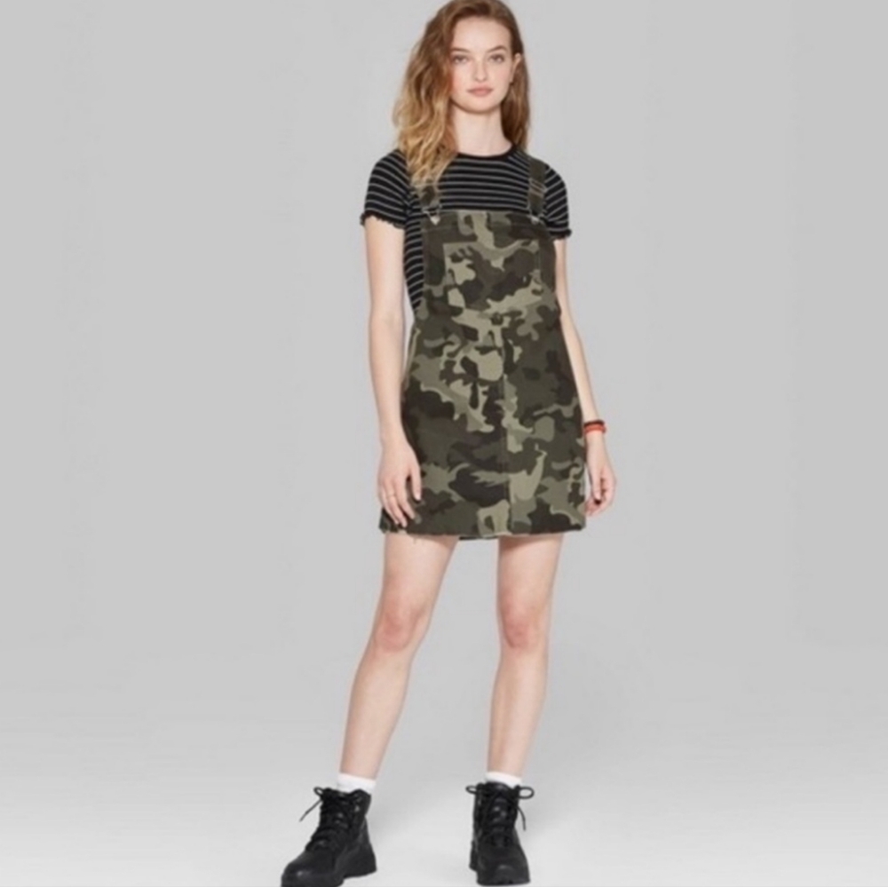 Wild Fable Camouflage Denim Overall Dress Size XS